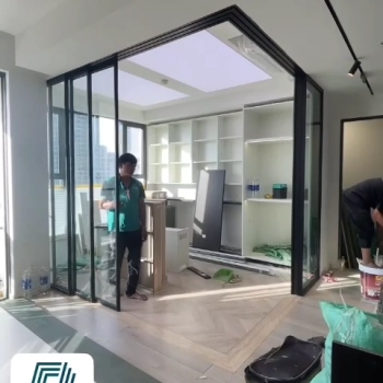 Cửa Lùa Slim Nối Góc 90 Độ Không Ray Dưới - Dự Án Vinhome Grand Park