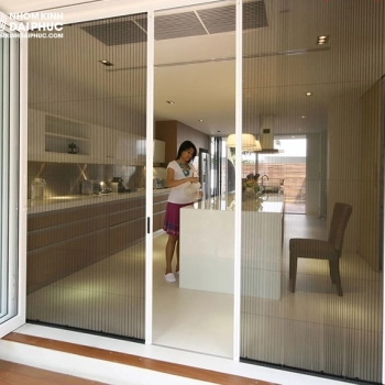 Cửa lưới xếp 2 cánh 2 xích cho cửa đi không ray