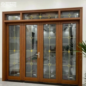 Cửa nhôm PMA bản to màu vân gỗ