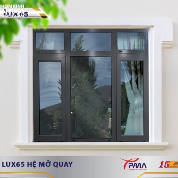 Cửa sổ nhôm PMA mở quay hệ Lux65