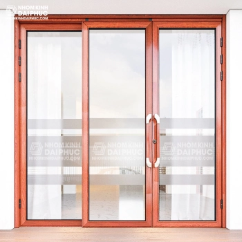 Cửa trượt quay 3 cánh màu vân gỗ