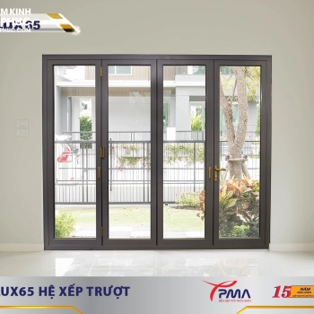 Cửa xếp trượt nhôm PMA hệ 80 Lux65