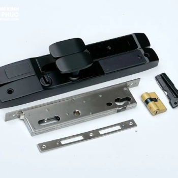 Phụ kiện cửa trượt quay. Bộ tay nắm cửa trượt quay vân tay màu đen