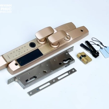 Phụ kiện cửa trượt quay. Bộ tay nắm cửa trượt quay vân tay màu Gold