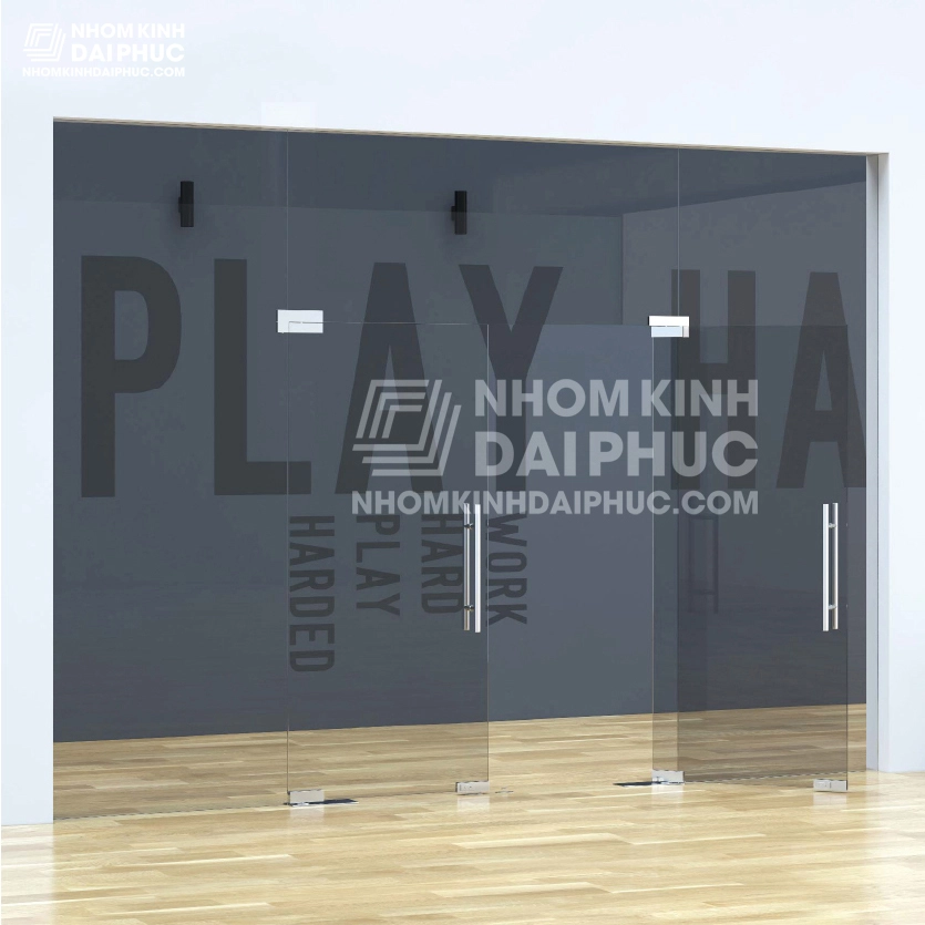 Cửa kính bản  lề sàn 2 cánh