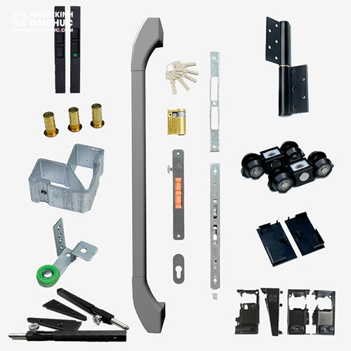 Phụ kiện cửa trượt quay 2 cánh màu nâu cà phê