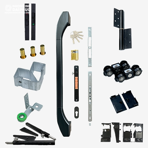 Phụ kiện cửa trượt quay 2 cánh màu xám