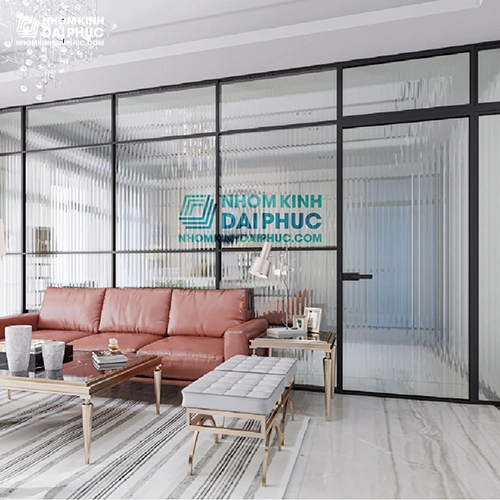 Vách kính khung nhôm hệ slim