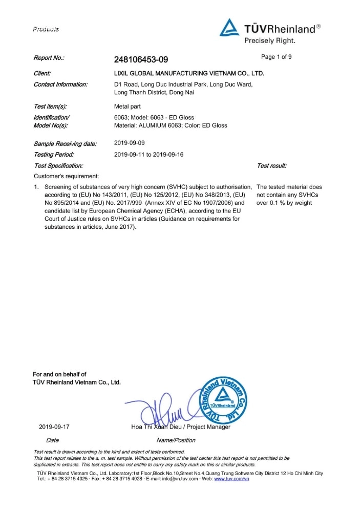 Báo cáo thử nghiệm REACH Maxpro.JP