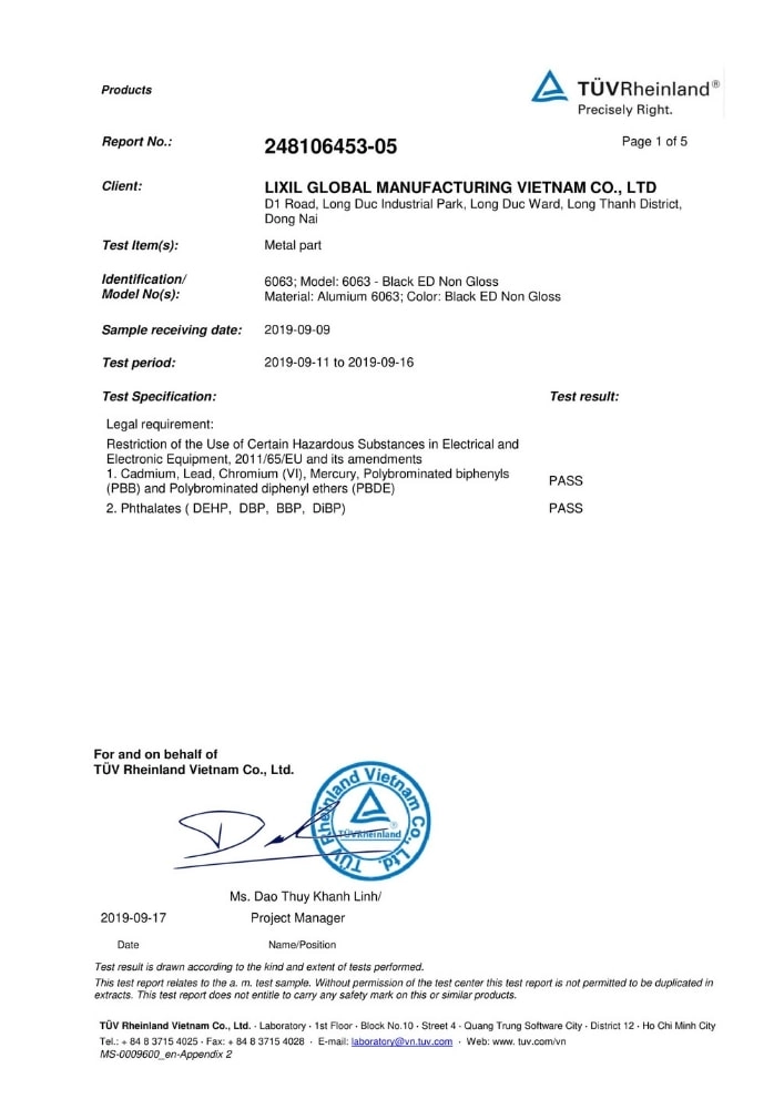 Báo cáo thử nghiệm ROHS Maxpro.JP