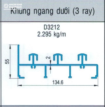 Ray cửa lùa hệ 3 ray Mã D3212