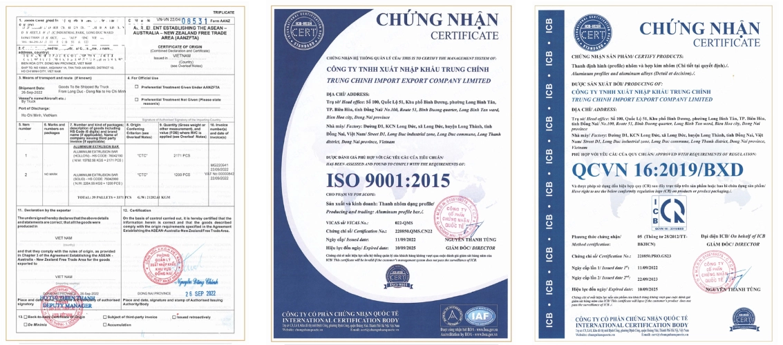 Các chứng nhận tiêu chuẩn nhôm Maxpro mang tầm quốc tế