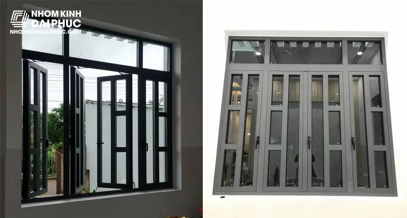 cửa sổ mở quay 4 cánh sử dụng nhôm Xingfa hệ 55