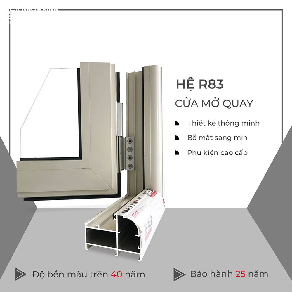 Mặt cắt profile nhôm Maxpro hệ 83