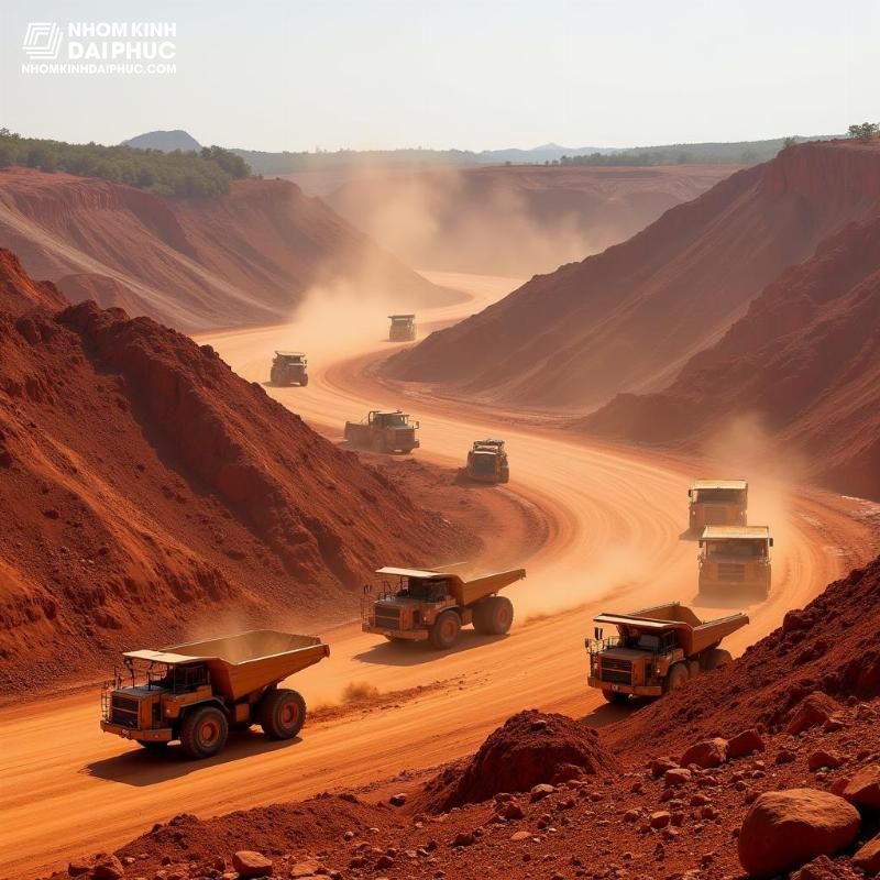 Toàn cảnh khu vực mỏ khai thác quặng bauxite tại Tây Nguyên với quy mô công nghiệp hiện đại