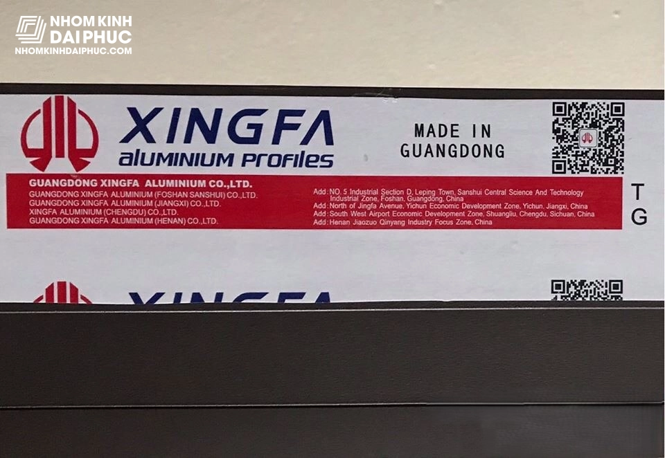 Thanh nhôm Xingfa tem đỏ Quảng Đông với tem mác rõ ràng và mã QR Code