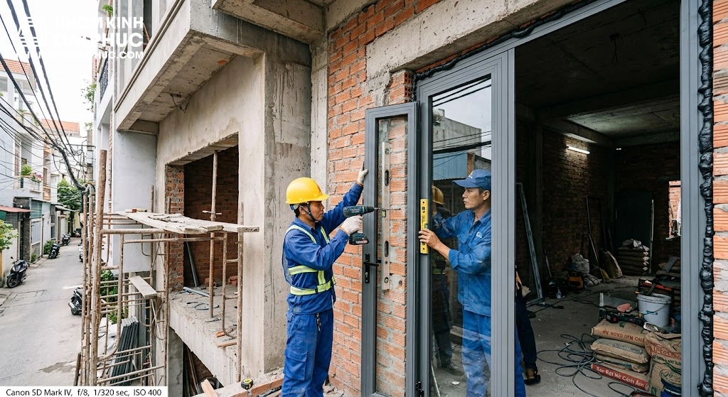 Thi công cửa nhôm Xingfa cách âm thực tế tại công trình nhà phố