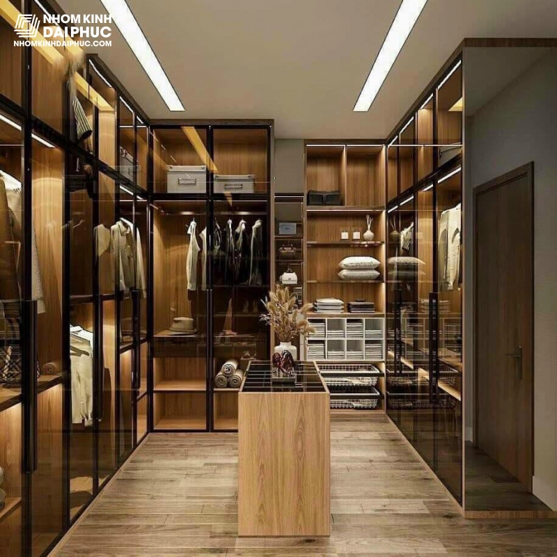 Mẫu tủ áo cánh kính màu trà