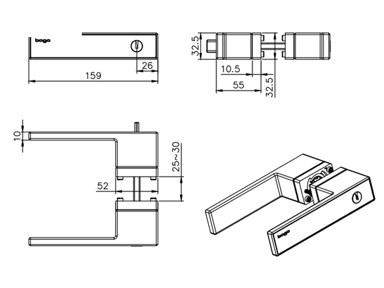 Khóa cửa đi hệ Slim có chìa, không đế - BL94B35A-ET