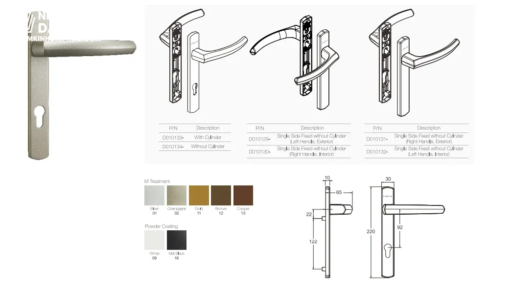 Thông số kỹ thuật tay nắm cửa đi Cmech