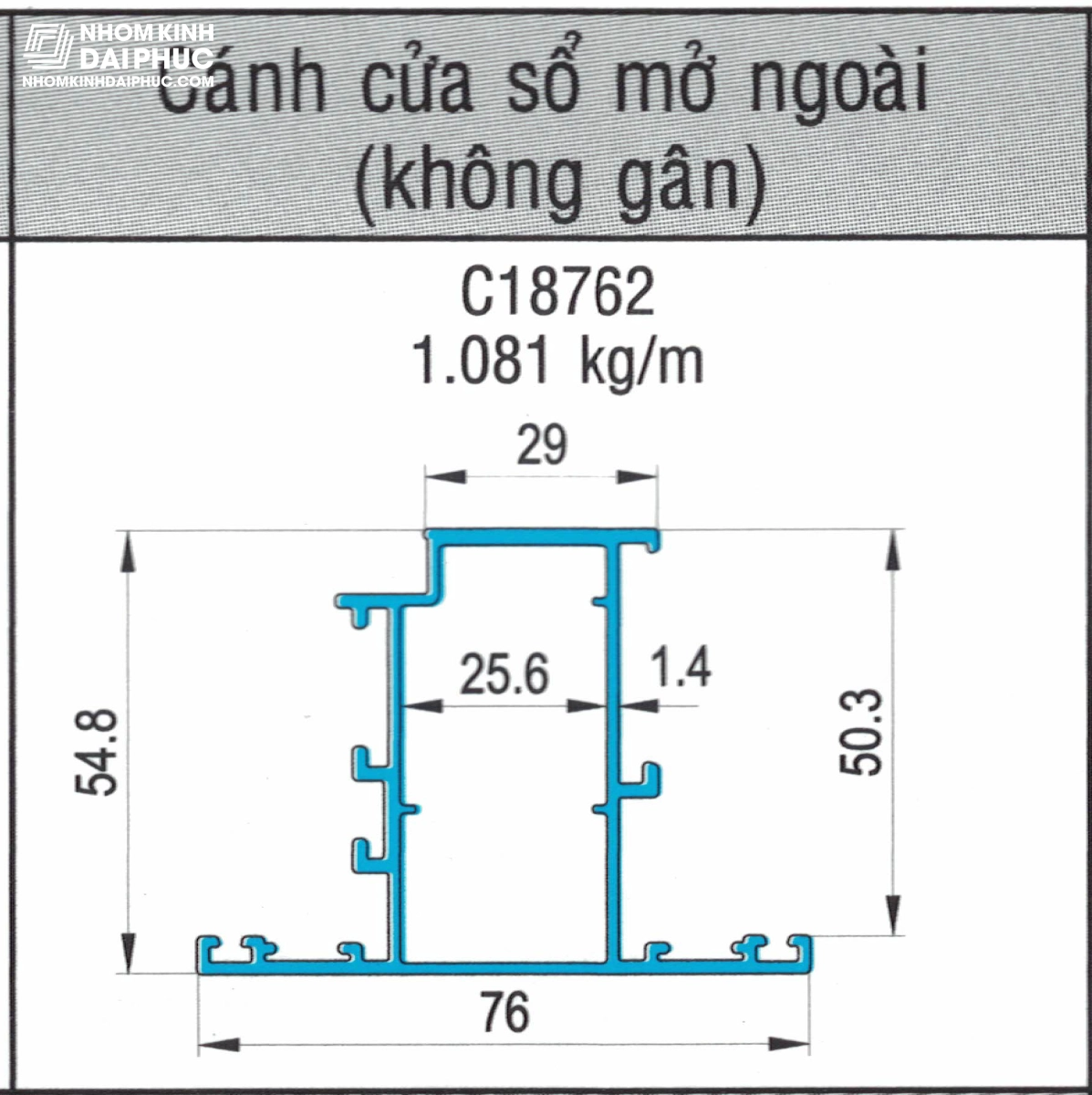 Cánh cửa sổ (không gân) C18762