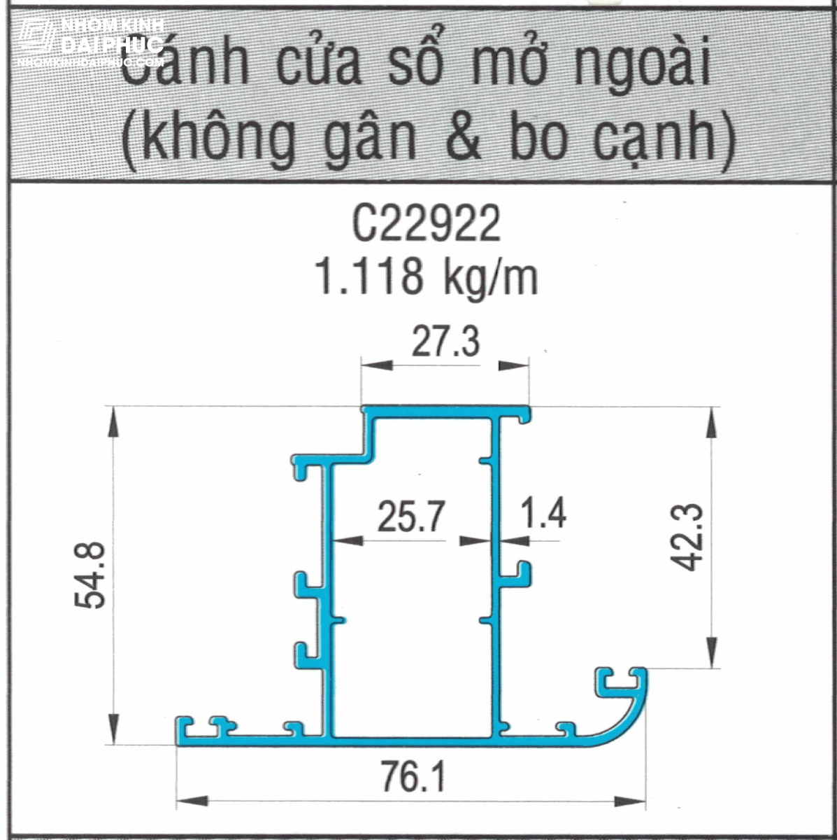 Cánh cửa sổ (không gân bo cạnh) C22922