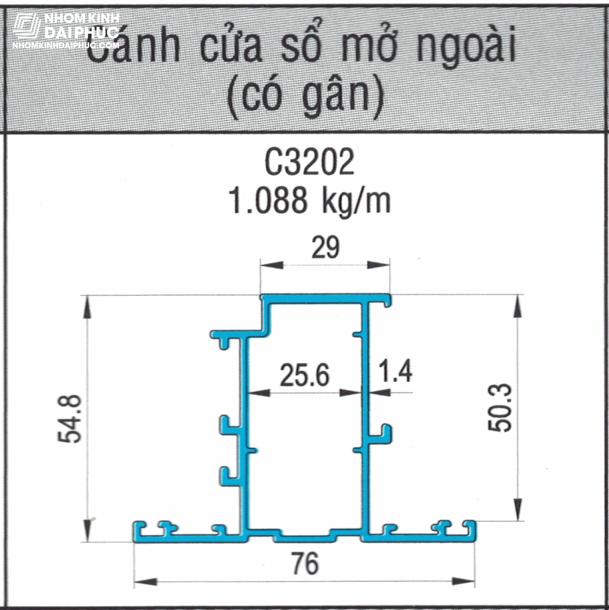 Cánh cửa sổ mở ngoài/hất C3202