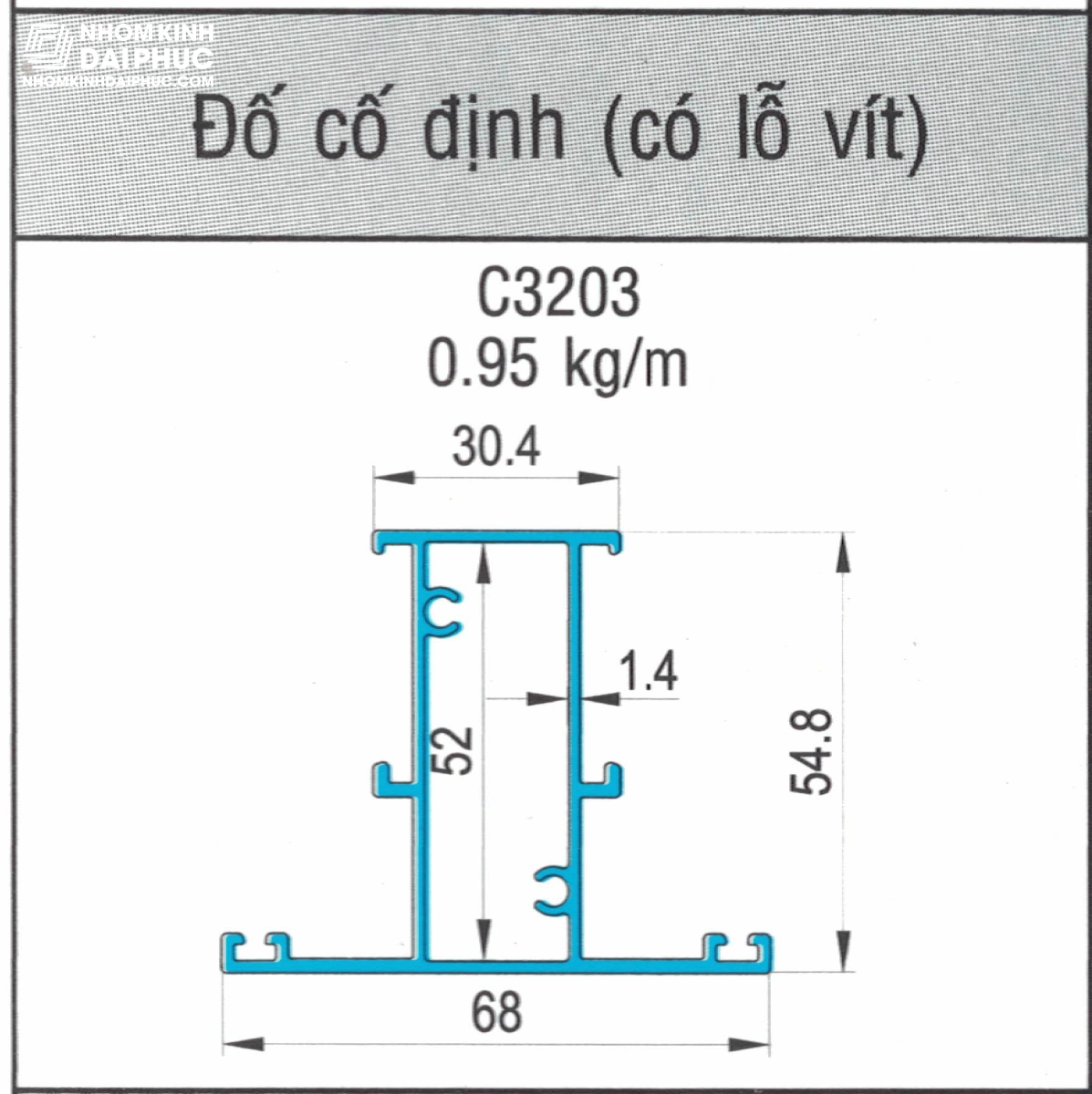 Đố tĩnh cho cửa tách khung C3203