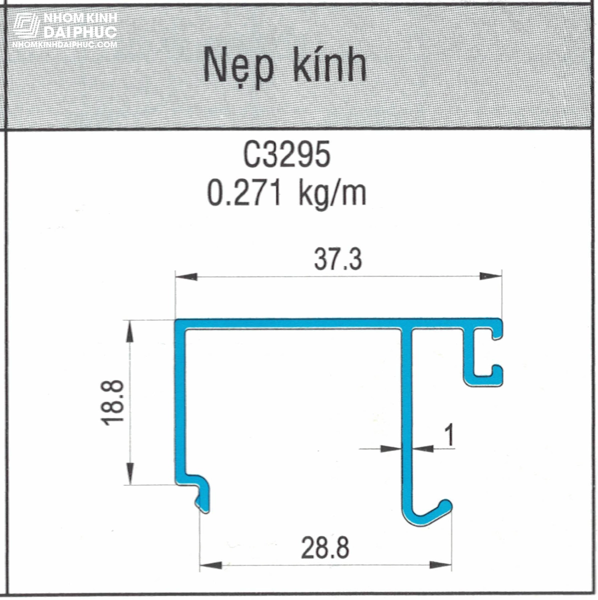Nẹp kính 5-10mm dùng cửa đi & cửa sổ C3295