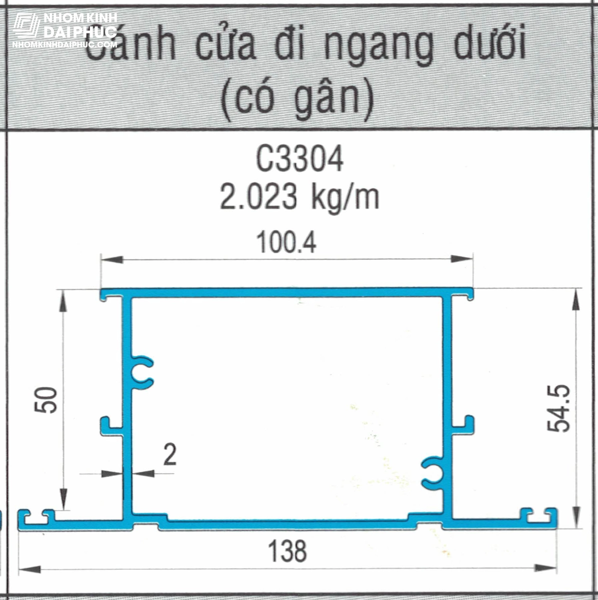 Đố ngang dưới cánh cửa đi (cánh T) C3304
