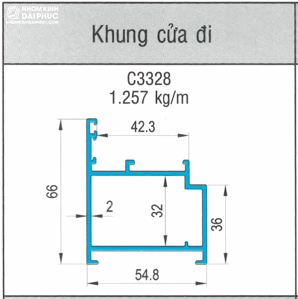 Khung bao cửa đi quay C3328