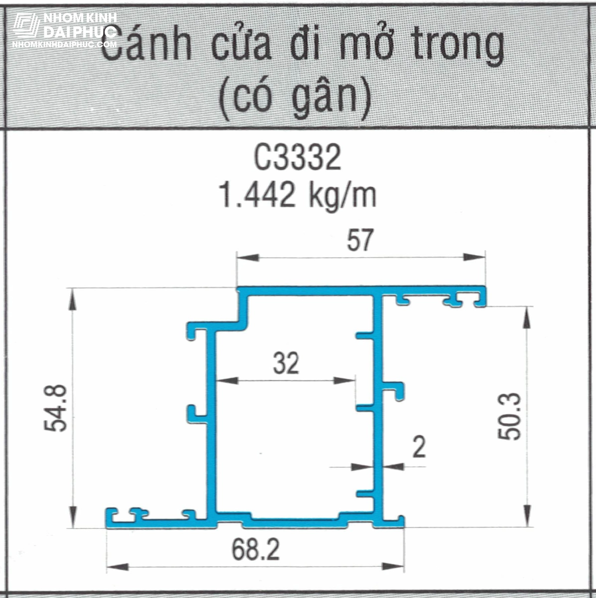 Cánh cửa đi mở vào C3332