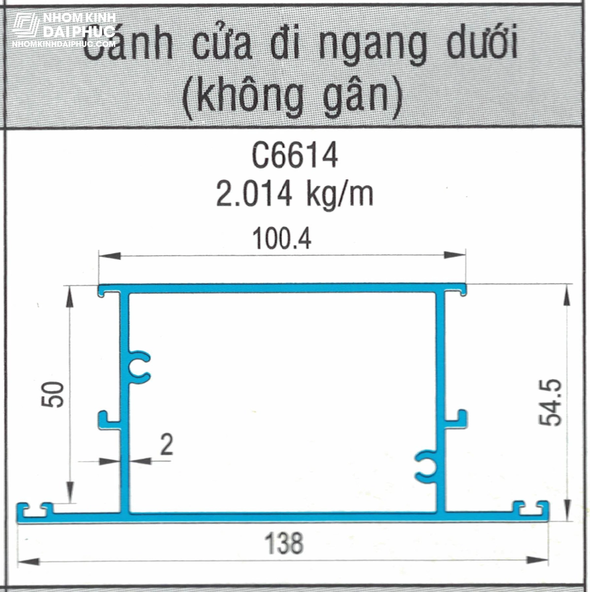 Cánh cửa đi ngang dưới (không gân) C6614