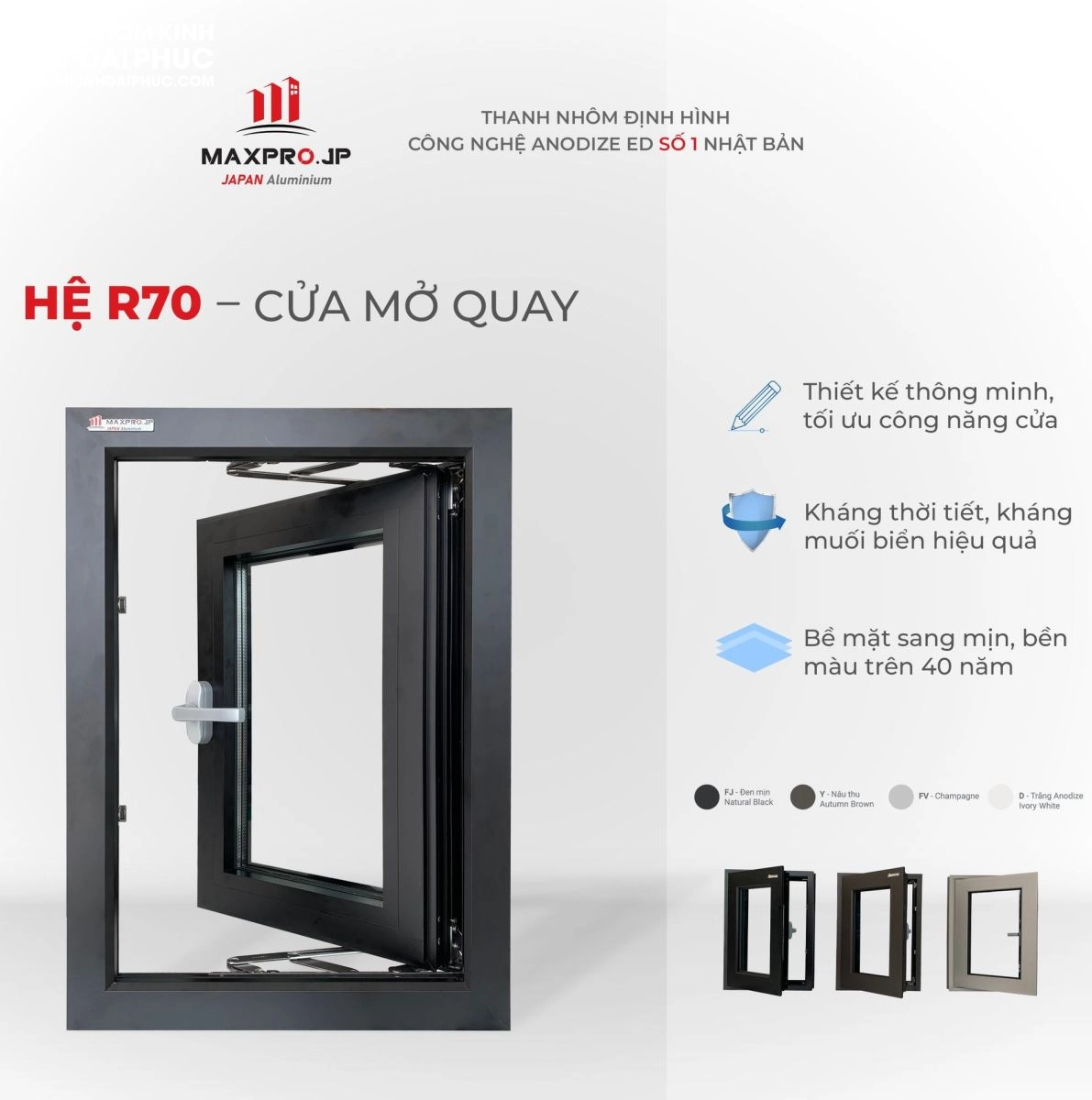 Cửa sổ nhôm Maxpro hệ R70 kết hợp với không gian kiến trúc hiện đại