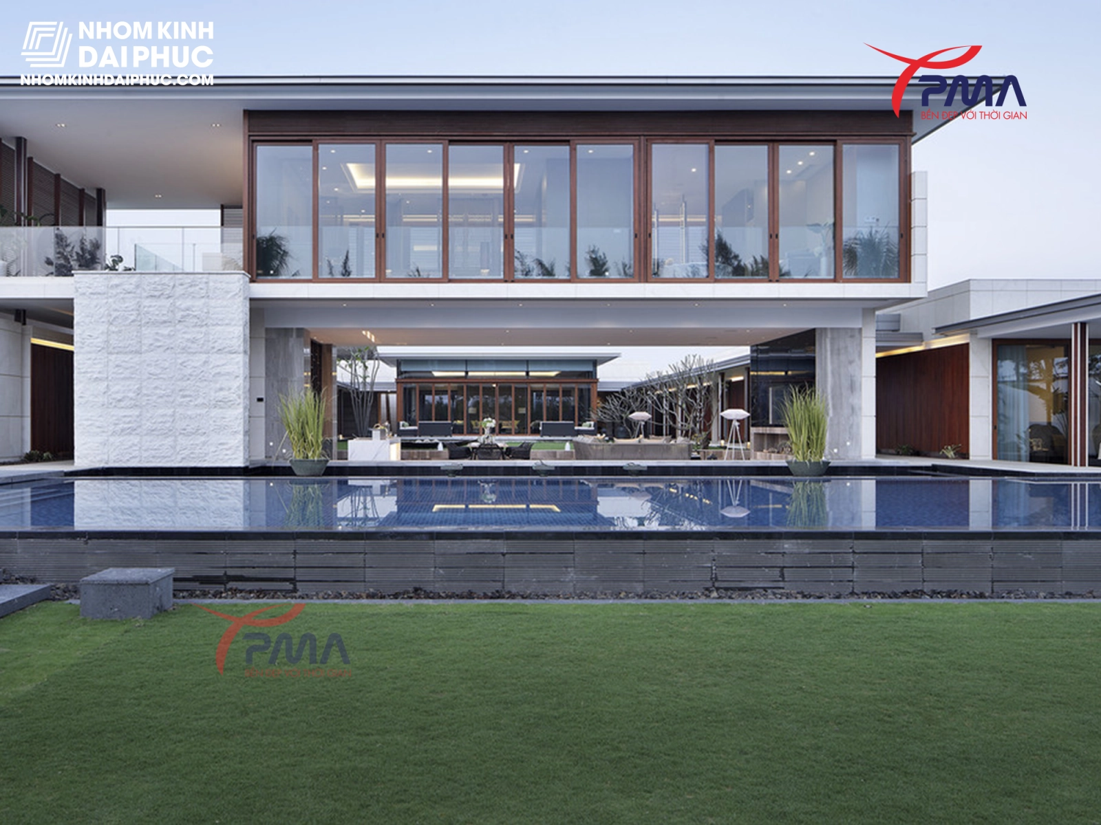 Cửa nhôm trượt quay PMA cho nhà hàng