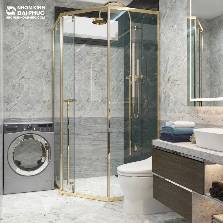 Phòng tắm Gymek lùa 135 độ màu vàng