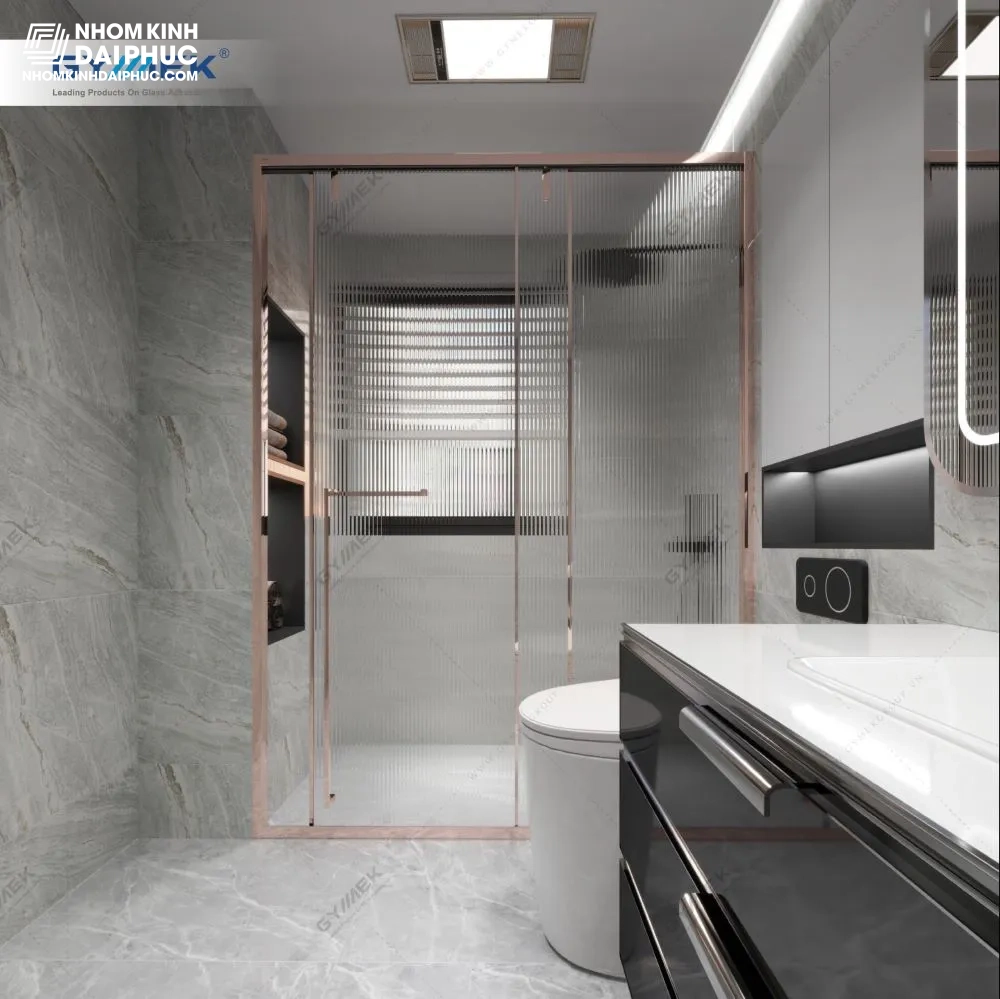 Phòng tắm Gymek trượt ngang inox màu vàng hồng GM-150R