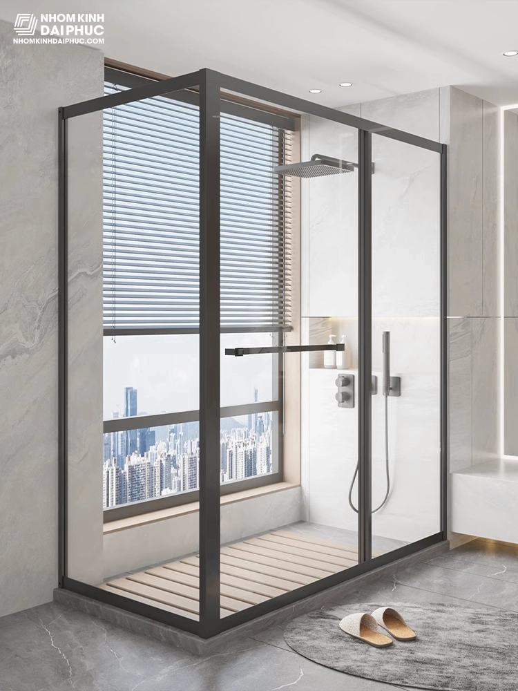 Phòng tắm kính lùa 90 độ