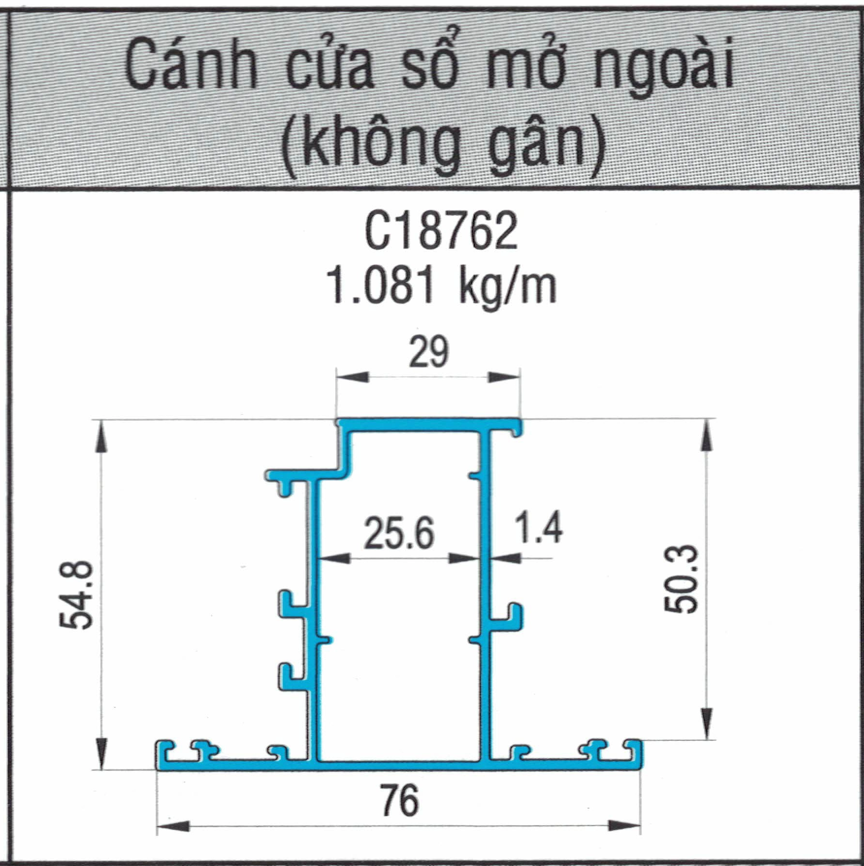 C18762 - Cánh cửa sổ (không gân)