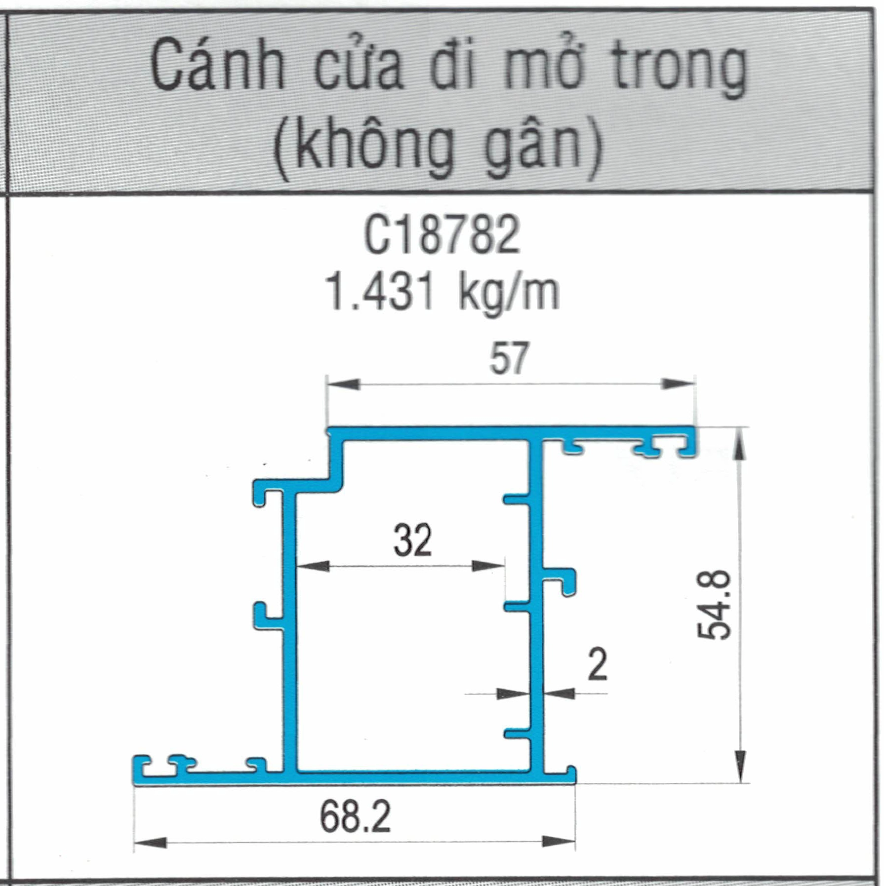 C18782 - Cánh cửa đi mở trong (không gân)