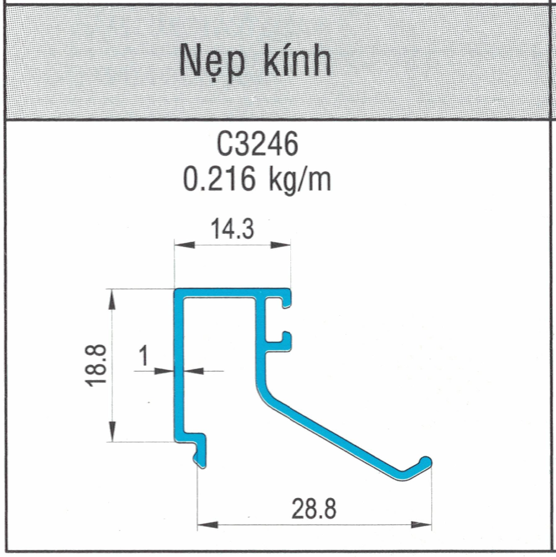 C3246 - Nẹp kính rèm dùng cho cánh và vách kính