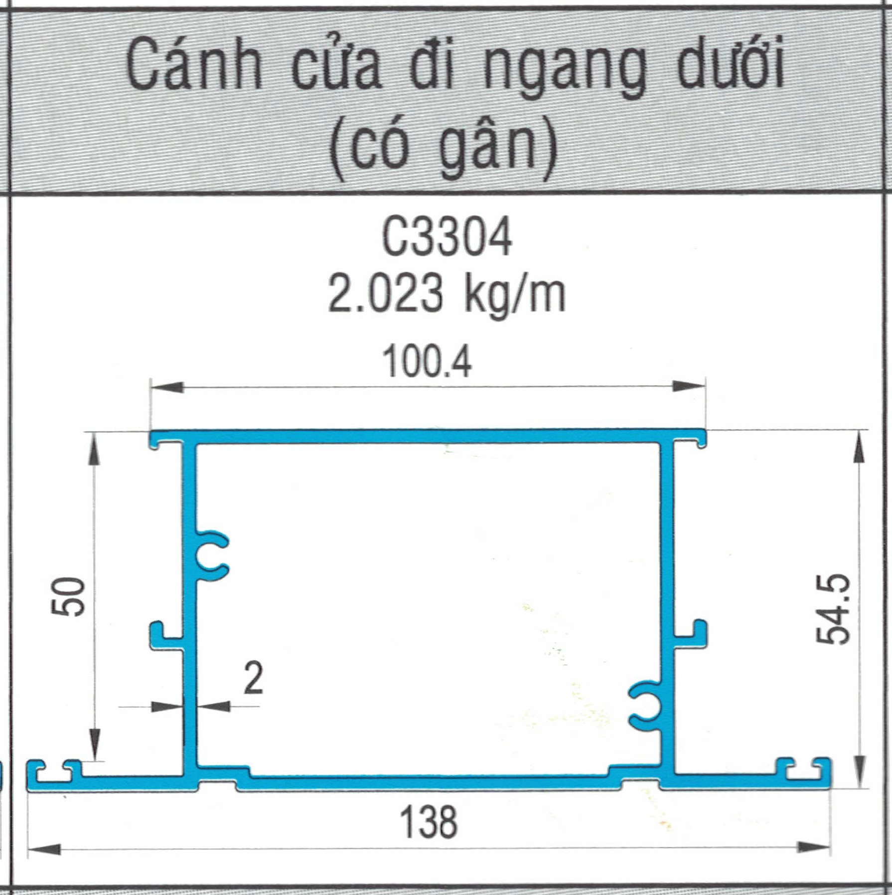 C3304 - Cánh cửa đi ngang dưới (có gân)