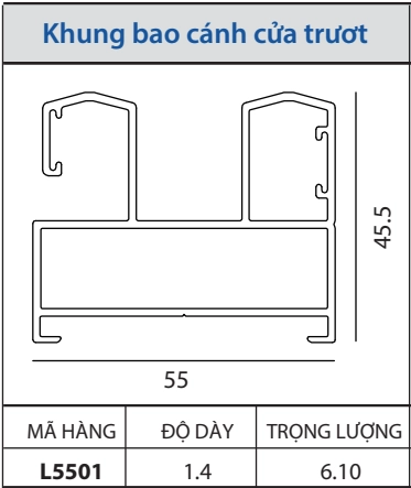 C5501 - Khung bao cánh cửa trượt hệ 55
