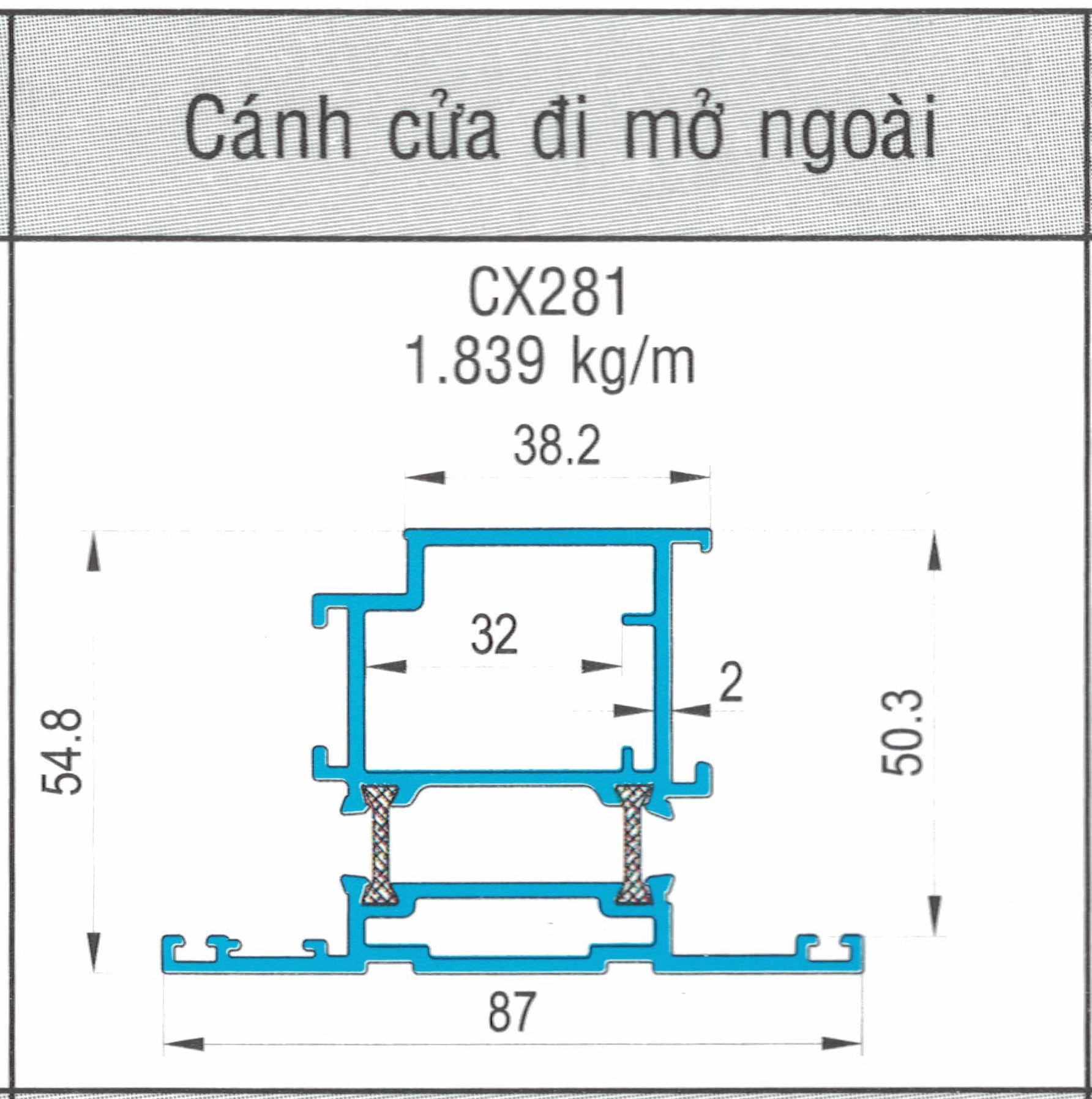 CX281 - Cánh cửa đi mở ngoài