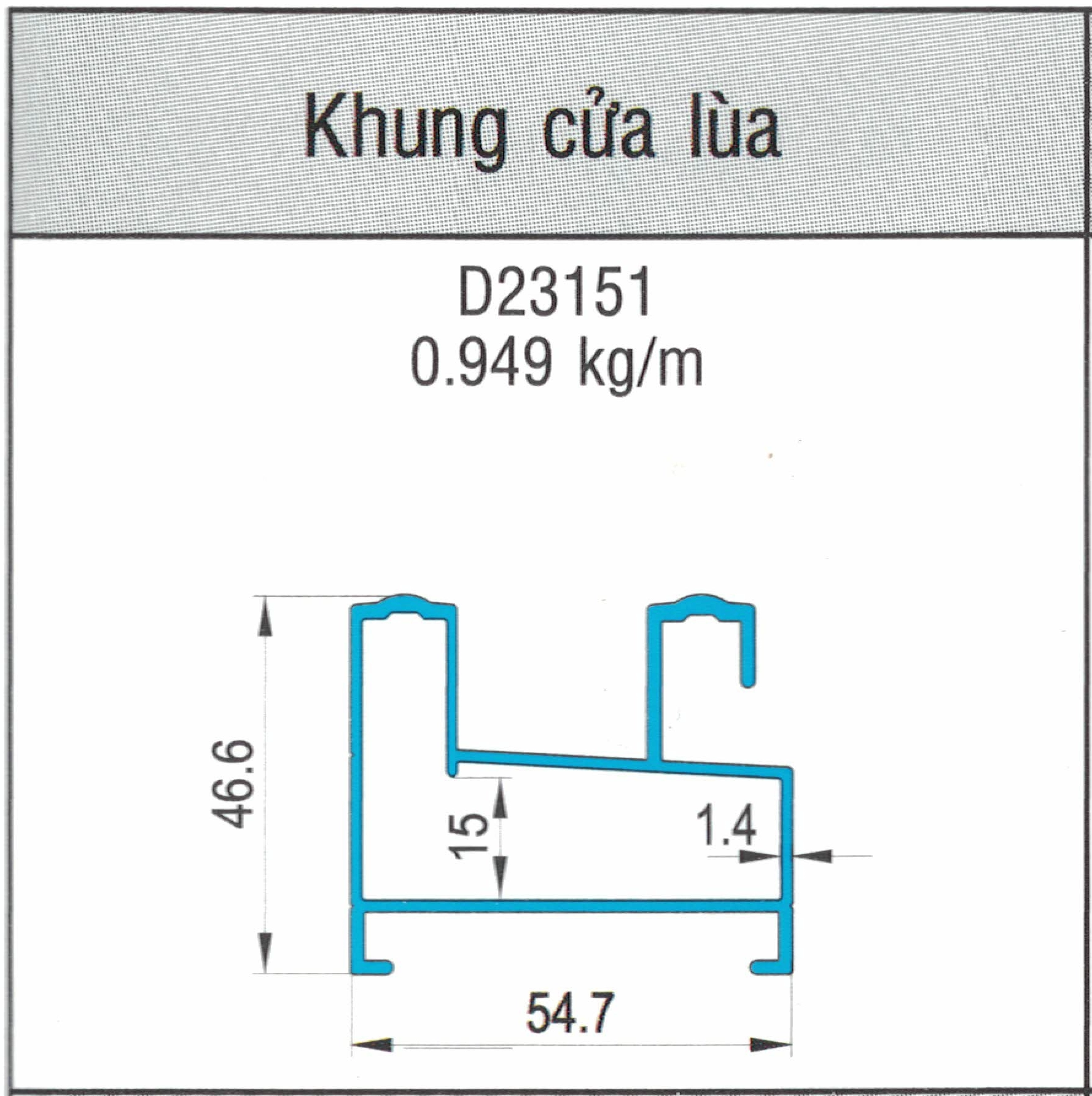 D23151 - Khung bao cửa lùa hệ 55