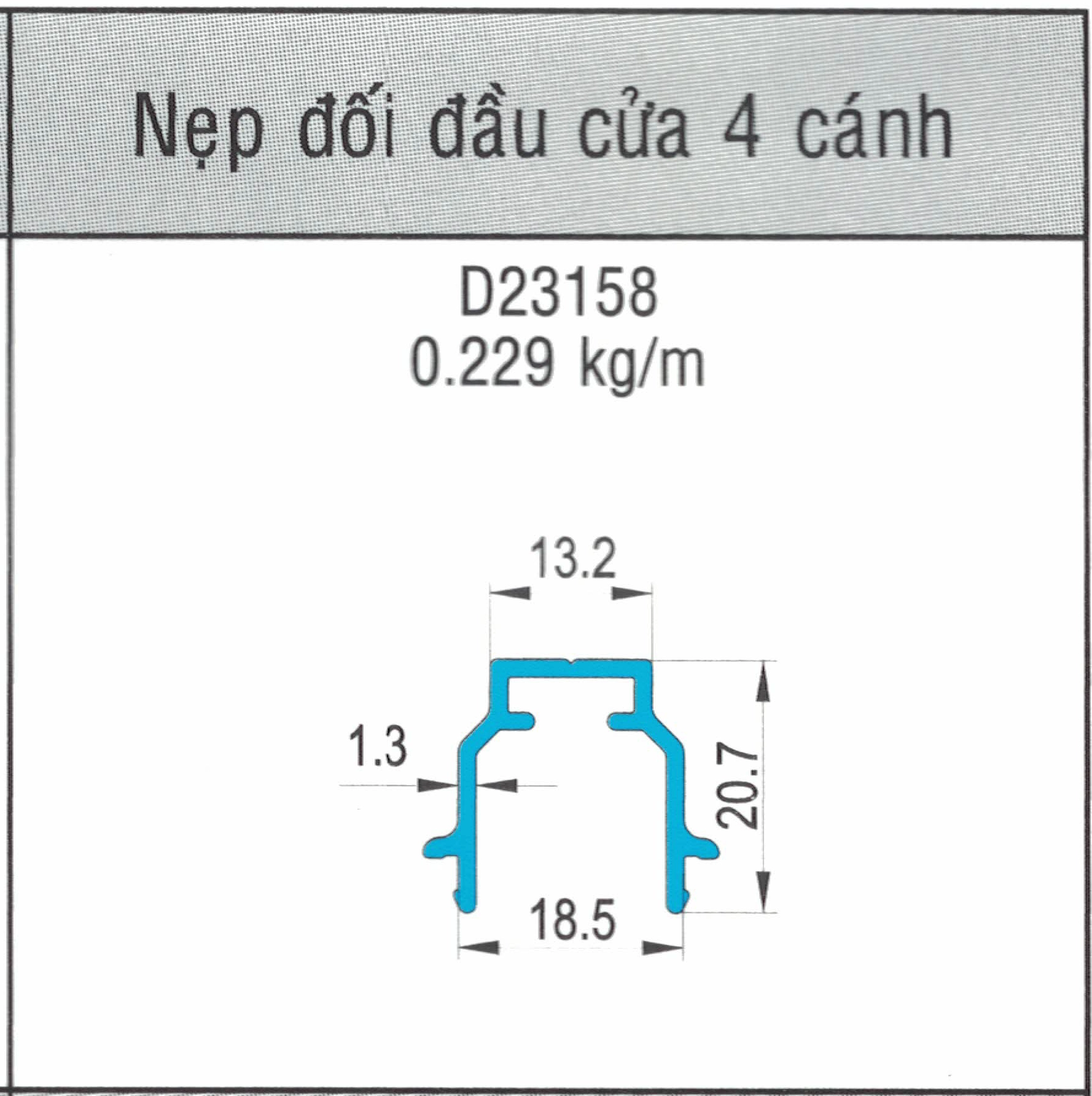 D23158 - Nẹp đối đầu cửa lùa 55
