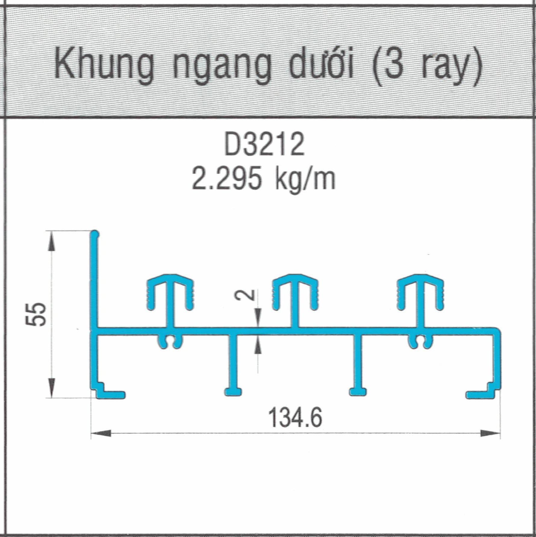 D3212 - Khung ngang dưới (3 ray) hệ 93