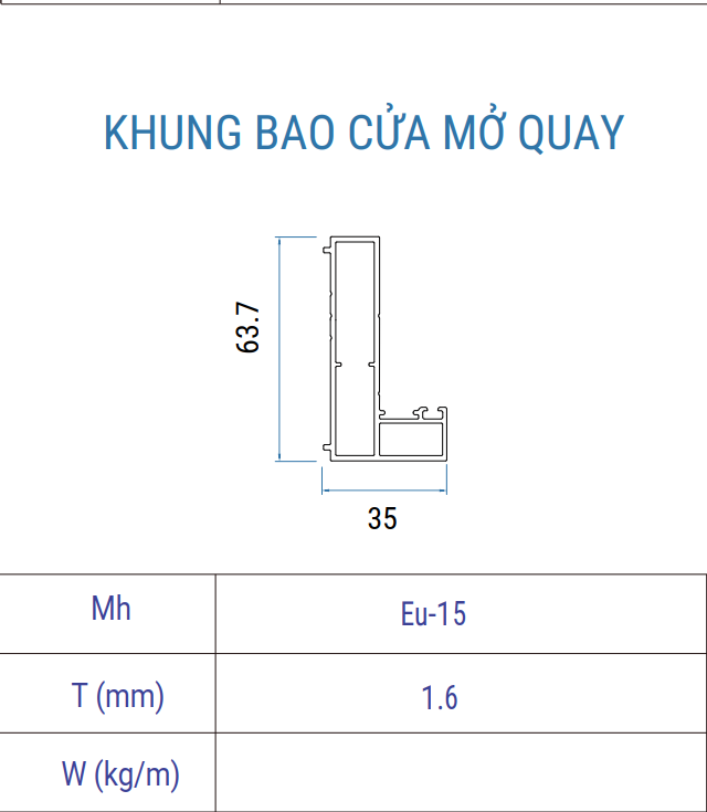 EU-15 - Khung bao cửa Slim mở quay