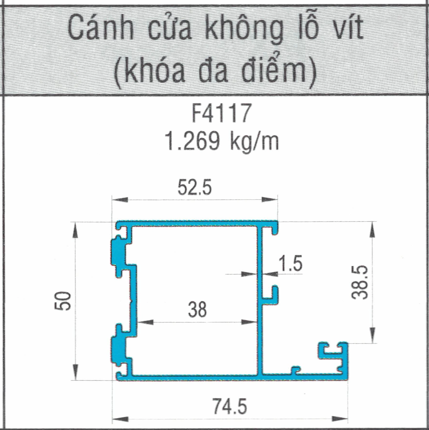 F4117 - Cánh xếp trượt không lỗ vít (khóa đa điểm)