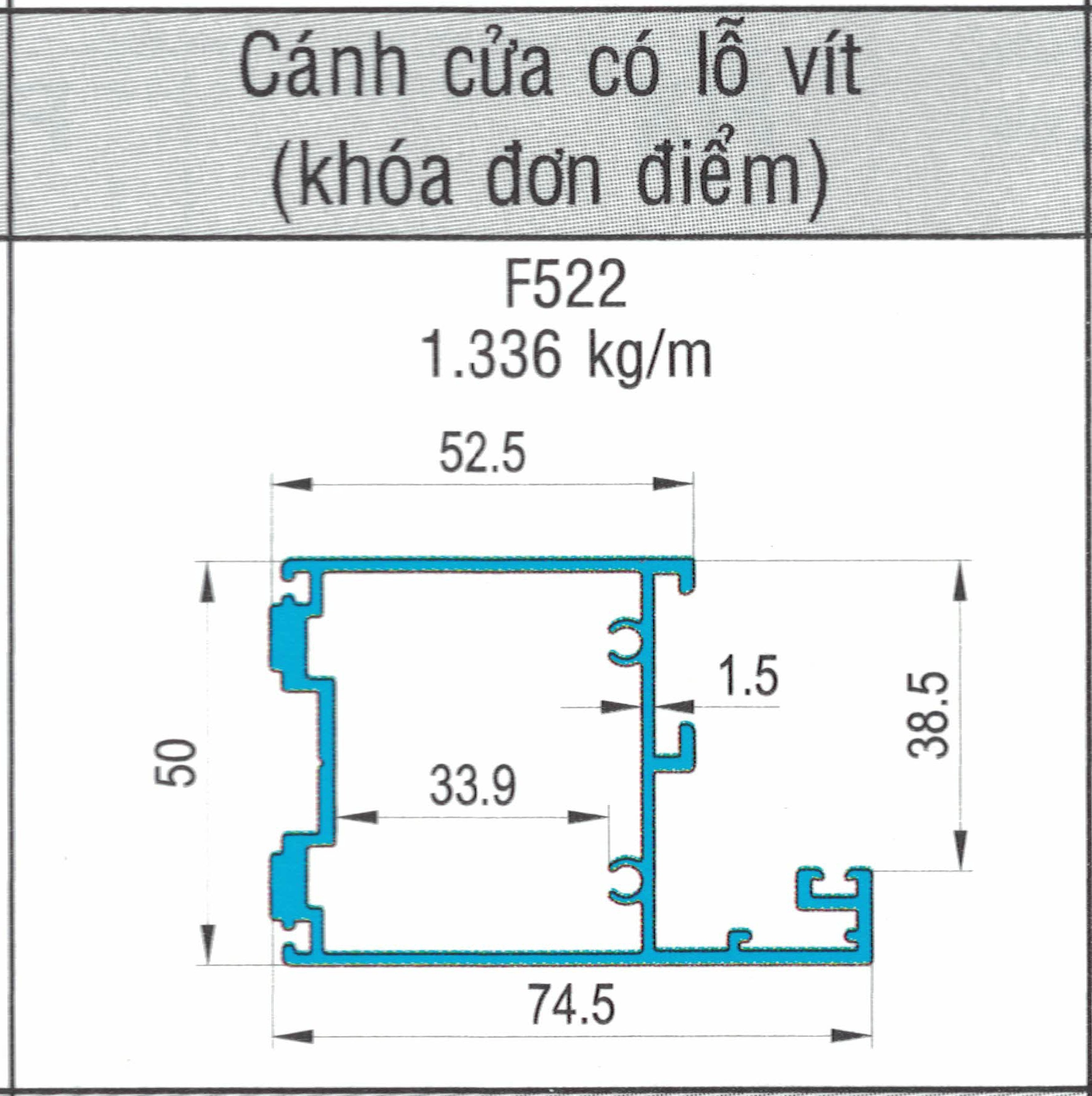 F522 - Cánh xếp trượt có lỗ vít (khóa đơn điểm)